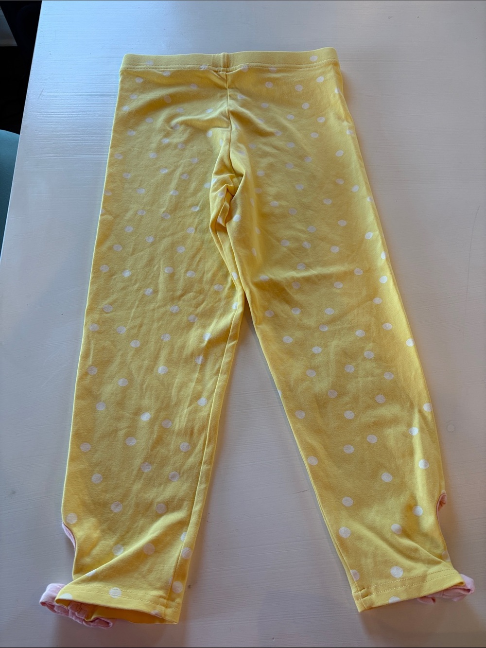Matilda Jane Yellow Polka Dot Leggings with Pink Bow Accents - Picture 5 of 7